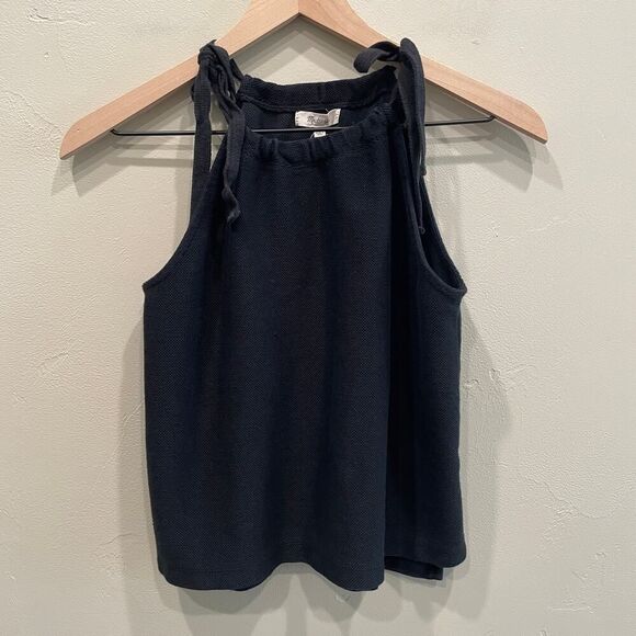 Madewell Tempo Tie-Shoulder Top Black - Size: Small - Picture 2 of 8